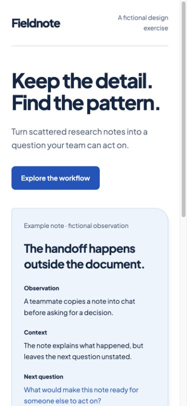 Fieldnote mobile example with the introduction above the note specimen
